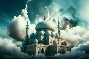 mesquita nuvens lua arte. gerar ai foto