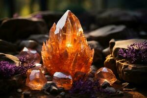 sacral laranja chakra. etéreo. não pessoas. cristal vibe. ai generativo foto