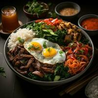 delicioso coreano bibimbap ai gerado foto