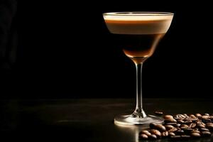 ideal espresso martini coquetel Sombrio fundo com esvaziar espaço para texto foto