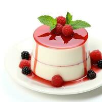 delicioso Panna cotta isolado em branco fundo foto