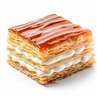 delicioso Mille-Feuille isolado em branco fundo foto