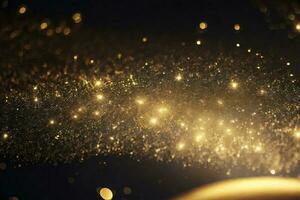 abstrato brilhante luz e ouro partícula fundo. ai generativo. foto