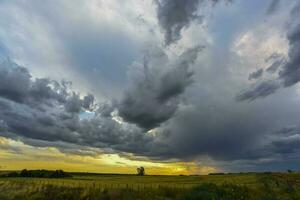 tormentoso céu vencimento para chuva dentro a Argentino interior, la pampa província, Patagônia, Argentina. foto