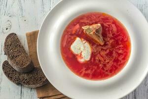 borsch - ucraniano tradicional beterraba sopa foto