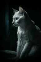 retrato do uma branco gato criada usando generativo ai foto