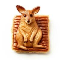 australiano carne torta dentro a forma do uma canguru isolado em branco fundo foto