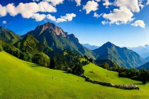 paisagem natural belas montanhas e panorama do céu azul foto