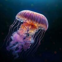 colorida medusa com luz solar cintilante através água, generativo ai foto
