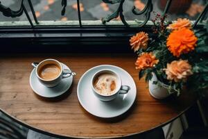 estoque foto do café cafeteria central do cidade verão manhã ai gerado