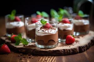 mousse dentro a cozinha mesa Comida fotografia ai gerado foto