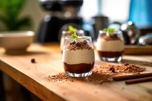 mousse dentro a cozinha mesa Comida fotografia ai gerado foto