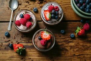 mousse dentro a cozinha mesa Comida fotografia ai gerado foto