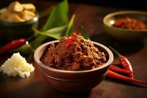 estoque foto do rendang Comida Comida fotografia estúdio ai gerado