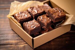 brownies fudgy caixa Comida fotografia ai gerado foto