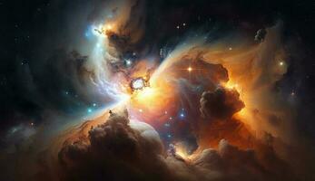 espaço nebulosa 3d ilustração brilhando Estrela papel de parede ai gerado imagem foto