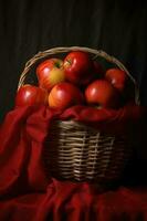 cestas do vermelho maçãs foto