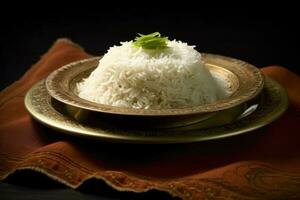 uma delicioso servindo do arroz para jantar foto