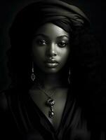 africano Preto mulher retrato, fofa menina estoque foto fundo