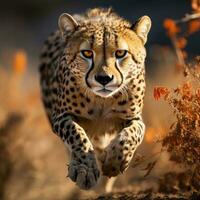 selvagem jaguar encarando fechar acima retrato dentro África generativo ai foto