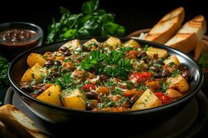 uma delicioso Sopa grossa de vegetais e macarrão sopa Comida dentro uma tigela. italiano Comida e saudável proteína sopa refeição conceito de ai gerado foto