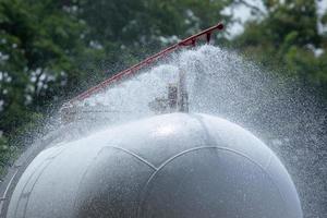 exercício de treinamento em desastres representando um posto de gasolina em Lampang, Tailândia foto