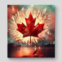 Canadá bandeira com fogos de artifício foto