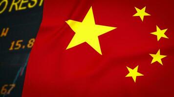a chinês bandeira em o negócio fundo 3d Renderização foto