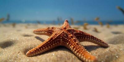 ai gerado. ai generativo. mar marinha náutico marinho estrelas do mar de praia ilha areia oceano período de férias relaxar Sol vibe. gráfico arte foto
