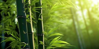 ai gerado. ai generativo. eco verde folha plantar árvore bambu. ásia Japão chinês cultura tradição vibe. gráfico arte foto
