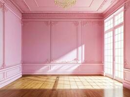 ai generativo. luxo uma Rosa parede esvaziar quarto fundo, casa vivendo. ai gerado foto