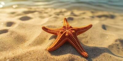 ai gerado. ai generativo. mar marinha náutico marinho estrelas do mar de praia ilha areia oceano período de férias relaxar Sol vibe. gráfico arte foto