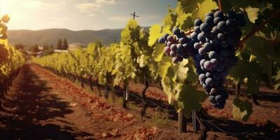 ai gerado. ai generativo. foto ilustração do vinho uva Vinhedo adega plantar campo natureza ao ar livre campo. gráfico arte
