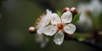 ai gerado. ai generativo. cereja Flor florescendo flor árvore plantar. decorativo romântico botânico vibe. gráfico arte foto