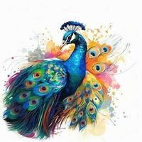 pavão em óleo pintura do colorida obras de arte foto