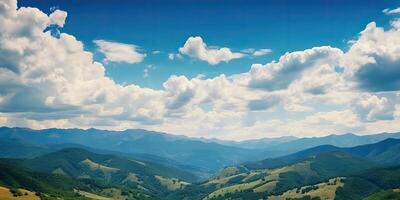 ai gerado. ai generativo. aventura ao ar livre selvagem período de férias viagem panorama lindo fundo. montanhas vale. gráfico arte foto