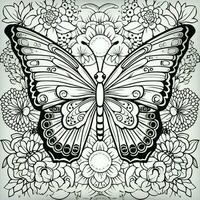 arte nouveau borboleta coloração Páginas foto