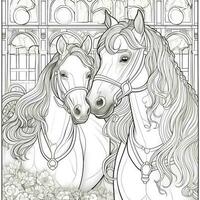 arte nouveau cavalo coloração página foto
