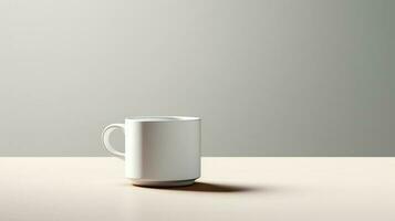 uma branco café copo sentado em uma mesa ai generativo foto