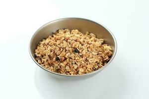 uma tigela do granola com seco fruta foto