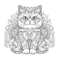 gato coloração Páginas exótico lineart foto