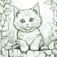 fofa gato coloração Páginas para crianças foto