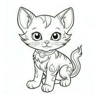 fofa gato coloração Páginas para crianças foto