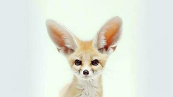 foto do uma fennec Raposa em branco fundo. generativo ai