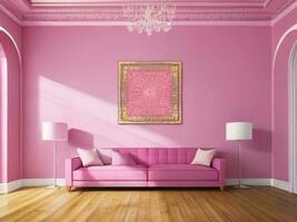 ai generativo. luxo uma Rosa parede esvaziar quarto fundo, casa vivendo. ai gerado foto