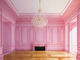 ai generativo. luxo uma Rosa parede esvaziar quarto fundo, casa vivendo. ai gerado foto