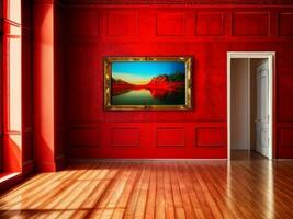 vermelho sala, casa vivendo, muro. ai generativo foto