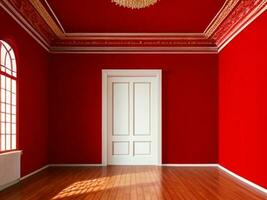 vermelho sala, casa vivendo, muro. ai generativo foto