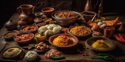 indiano nacional Comida fechar acima. generativo ai foto