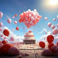 aniversário bolo com balão ilustração foto